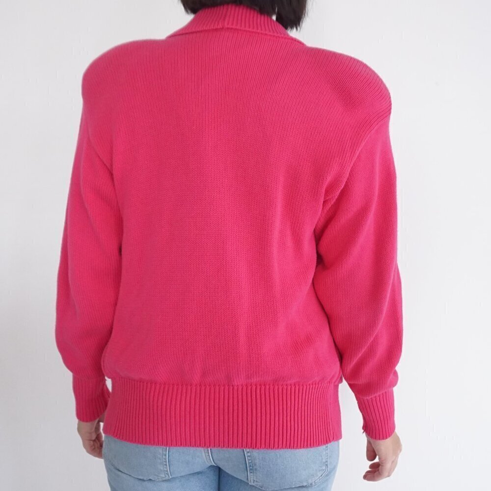 Vintage Ports International Pink Knit Double Breasted Cardigan Sweater S - Picture 3 of 11
